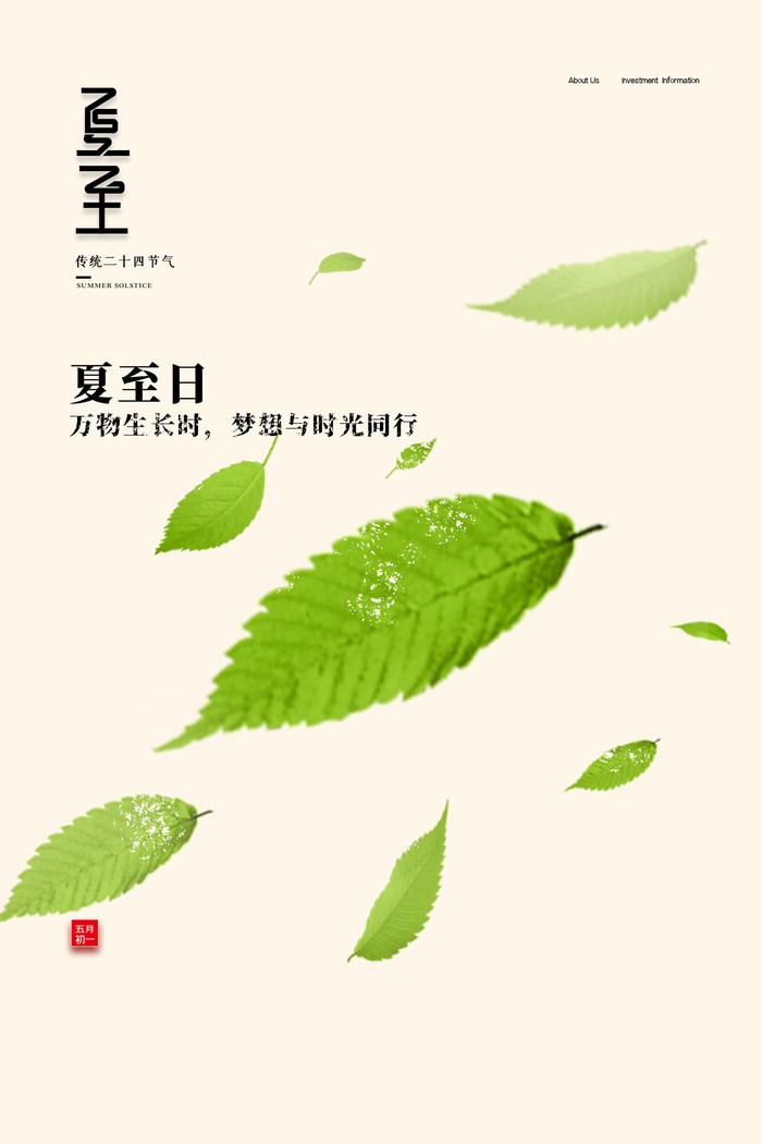 清新简约创意二十四节气夏至节日海报