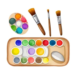 绘画调色盘画笔元素素材