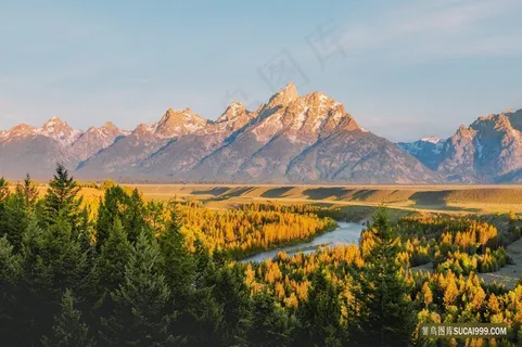 原始河流山川雪山风景图 原始河流山川雪山风景图