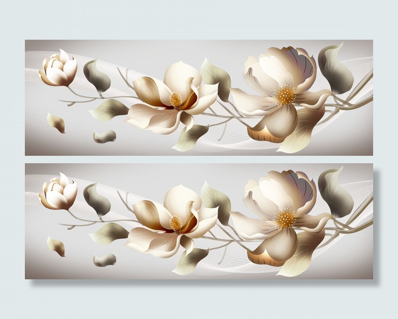 手绘花枝大画背景墙