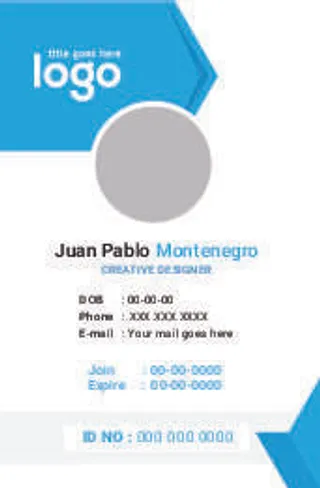 蓝色工作证名片