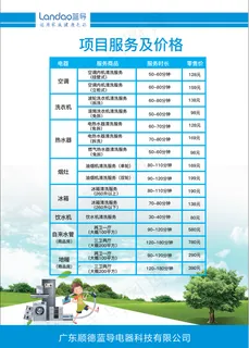 蓝导家电清洗服务项目及价格表