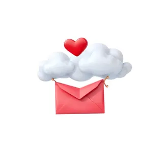 爱心白云信封情人节免抠