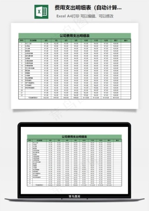 费用支出明细表（自动计算余额）