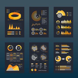 科技互联网柱状折线图数据统计信息图表元素AI矢量设计素材模板