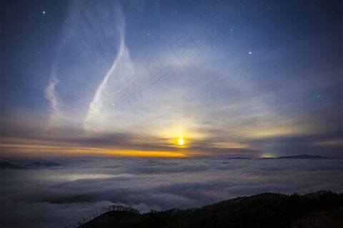 山顶云海日落景色摄影图片 山顶云海日落景色摄影图片