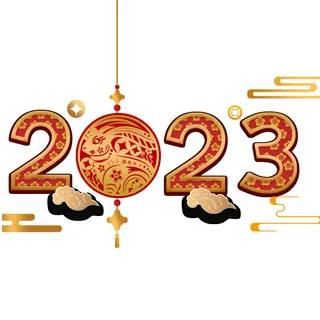 金红色数字兔年免抠元素