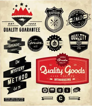 免抠复古风标签矢量