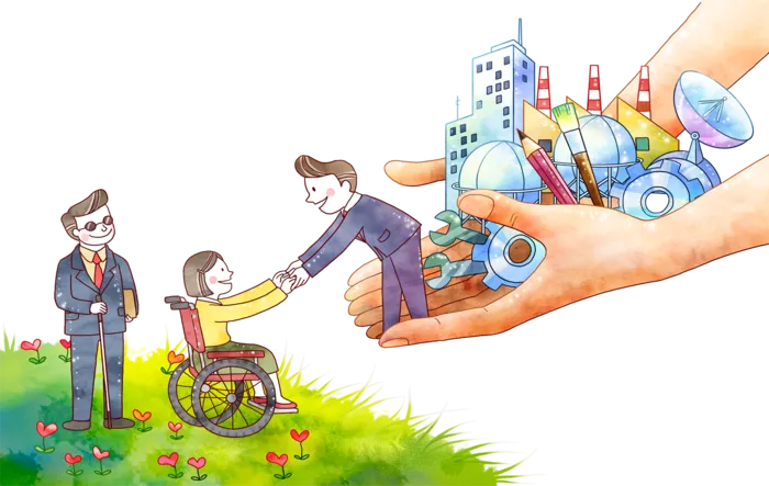 卡通伸出援手帮助简笔画