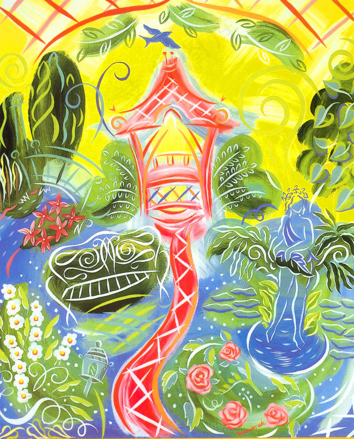 抽象园林插画图片