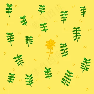 卡通树叶黄色背景图片