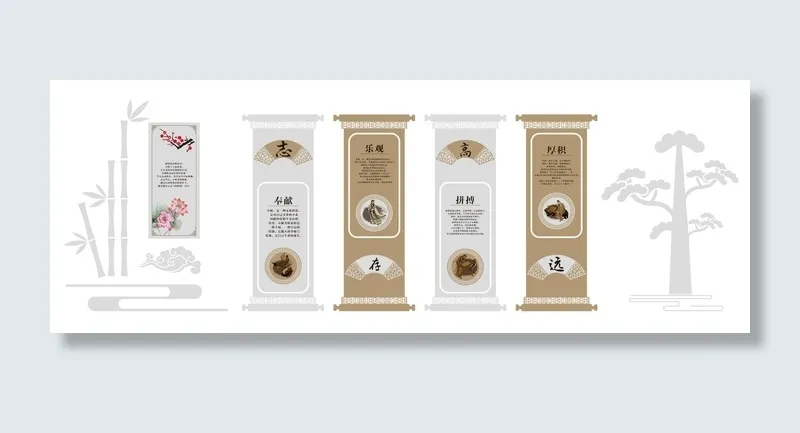 志存高远校园文化墙cdr矢量模版下载