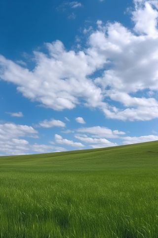 春天的蓝天白云草原很美背景图