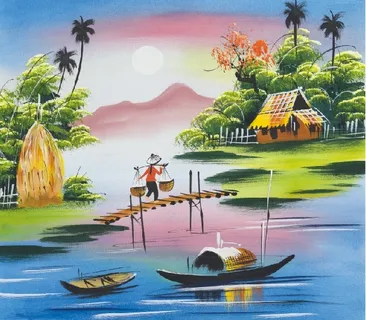 油画山水乡村背景墙 油画山水乡村背景墙