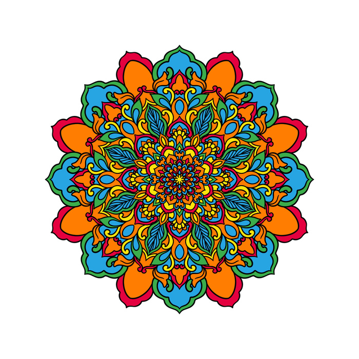 中国风古典民族风手绘曼陀罗花纹圆形插画AI矢量装饰图案PSD素材