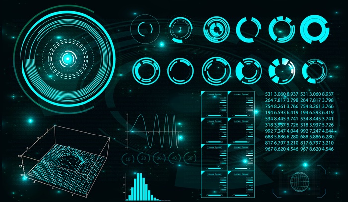 科技科幻未来仪表盘HUD界面UI图标数据图形图案