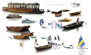 游船码头、帆船、飞机