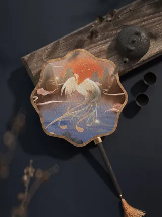 唯美国潮风中式扇子智能贴图样机