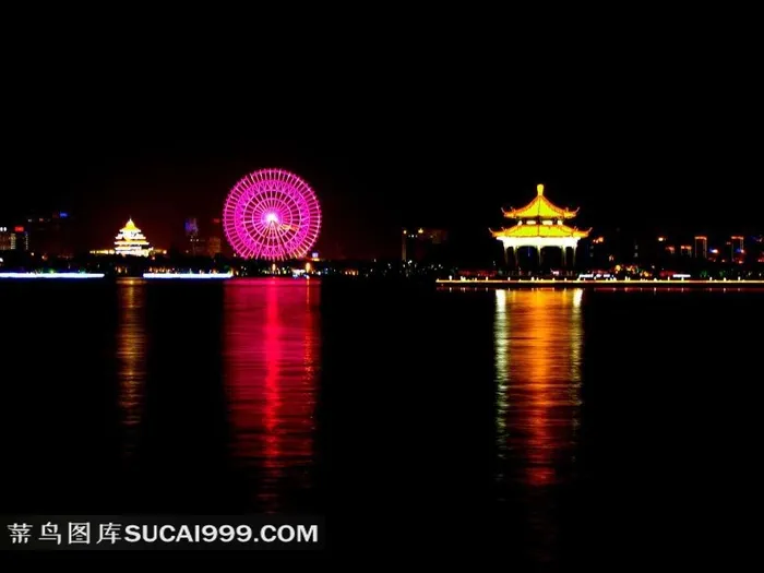江苏苏州金鸡湖夜景素材