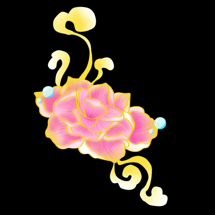 手绘国潮中国风古典牡丹花国花花卉装饰图案PSD设计素材