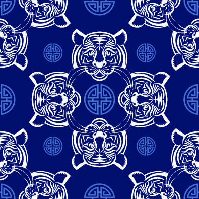 春节新年中国风虎年老虎元素平铺背景大图插画AI矢量设计素材eps,ai矢量模版下载