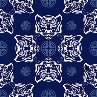 春节新年中国风虎年老虎元素平铺背景大图插画AI矢量设计素材