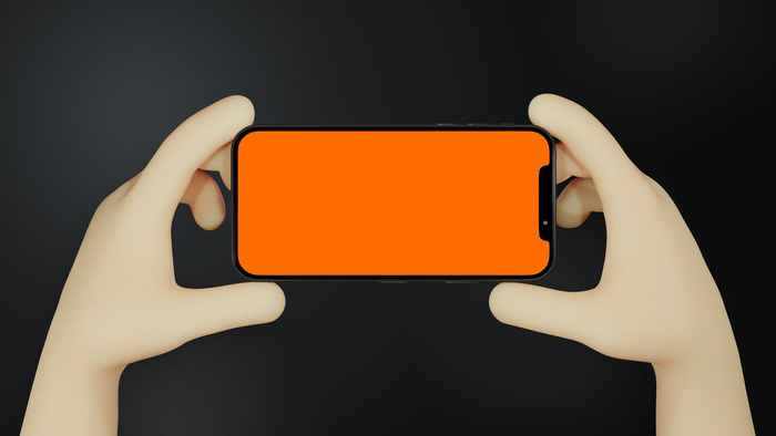 手持苹果手机拍照插画展示样机