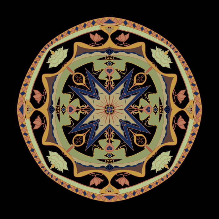 复古中式国潮风敦煌花纹装饰图案花卉藻井肌理圆形边框素材