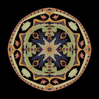 复古中式国潮风敦煌花纹装饰图案花卉藻井肌理圆形边框素材