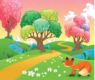 卡通美景与动物