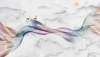 新中式山水背景墙