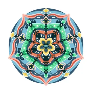 复古中式国潮风敦煌花纹装饰图案花卉藻井肌理圆形边框素材