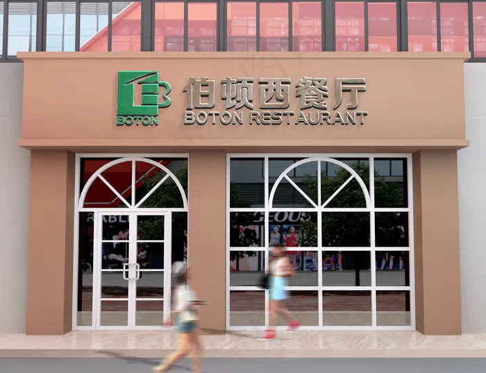 高端店面门头智能贴图样机psd模版下载