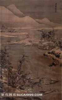 明 朱邦 雪江卖鱼图 163.5X101.5cm 安徽省博物馆
