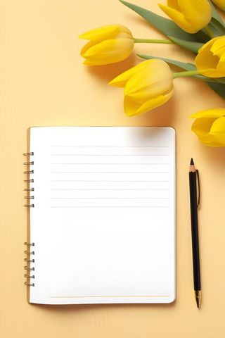 康乃馨黄色纸张笔唯美背景