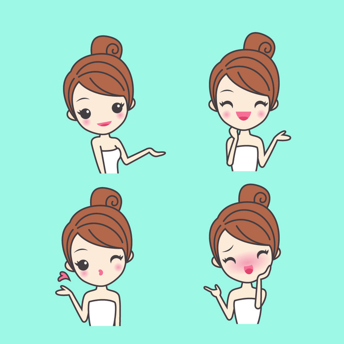 化妆品素材卡通版美容女孩