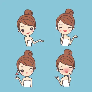 化妆品素材卡通版美容女孩