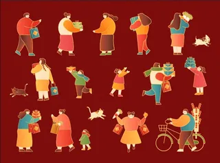 设计新年人物创造素材