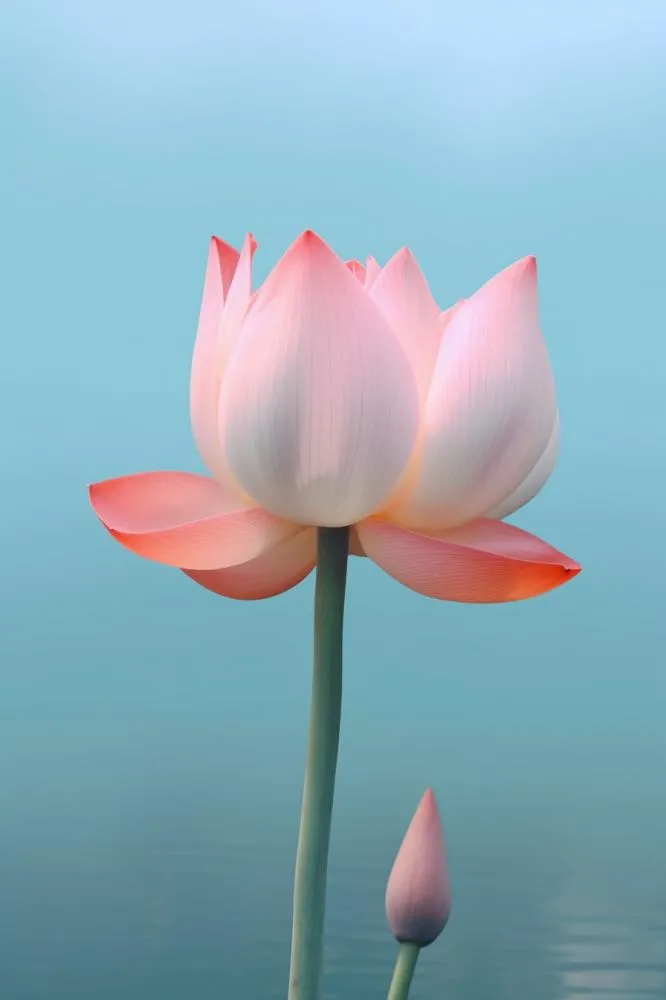 粉色荷花蓝色唯美背景(896x1344)