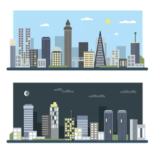 城市卡通剪影