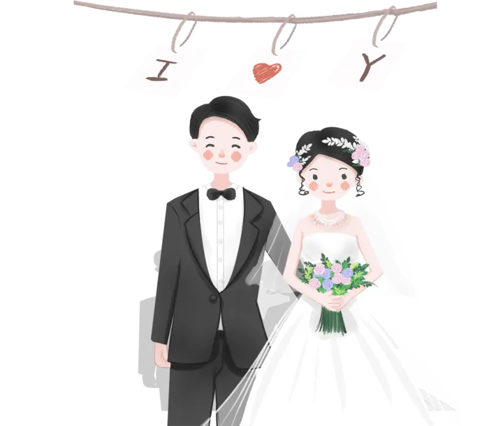 婚纱卡通人物婚礼白纱结婚婚纱摄影手绘