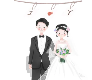 婚纱卡通人物婚礼白纱结婚婚纱摄影手绘