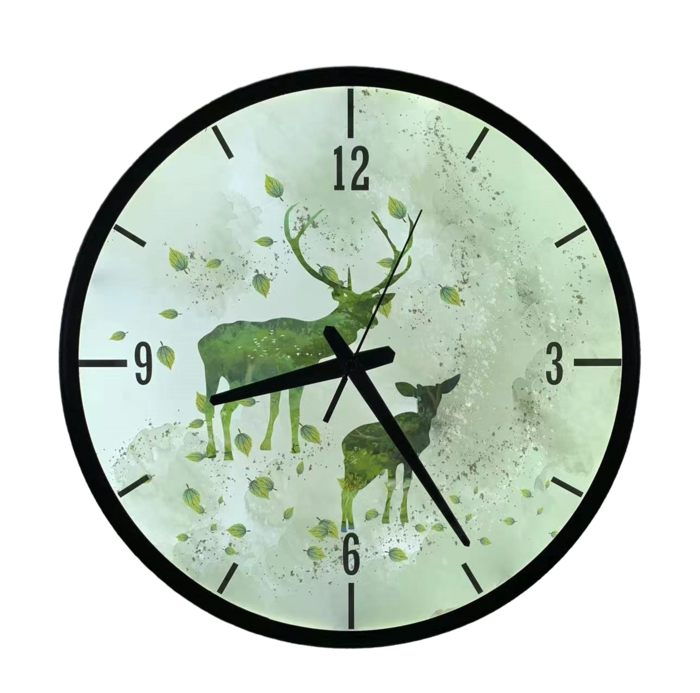 精美3D立体效果小鹿图案时钟壁灯免扣素材