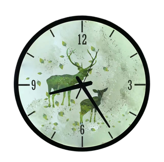 精美3D立体效果小鹿图案时钟壁灯免扣素材
