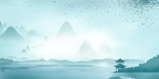 中国风传统水墨古风古典展板边框工笔画PS海报背景平面设计素材