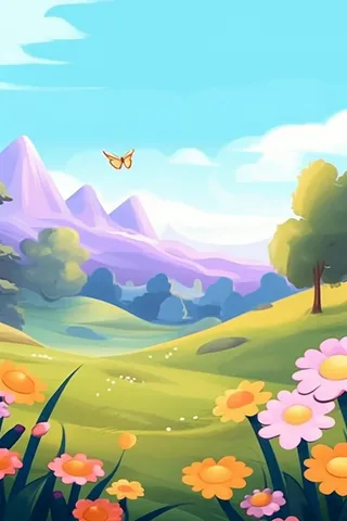 草地音乐天空可爱背景