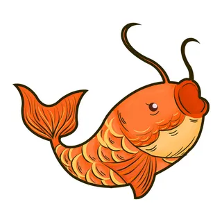 手绘烫金国潮中国风卡通锦鲤鱼金鱼插画装饰元素PSD设计素材