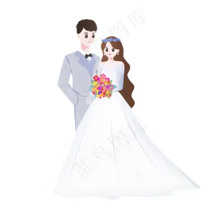 手绘婚礼新郎新娘人物插画 手绘婚礼新郎新娘人物插画