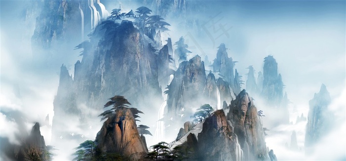 仙境卡通山峰图片素材