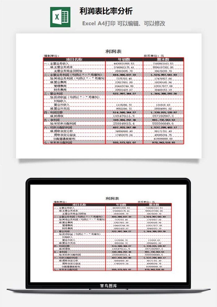 利润表比率分析excel模板